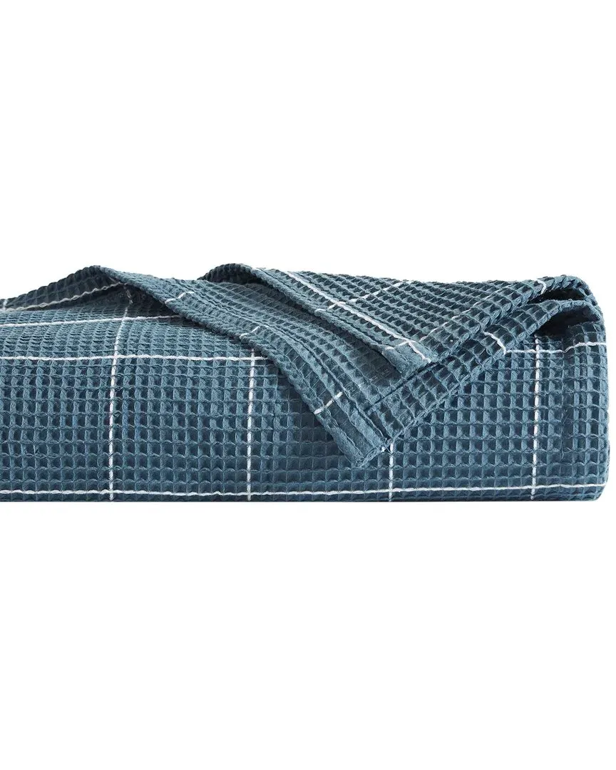 Check Cotton Waffle Blanket - Blue