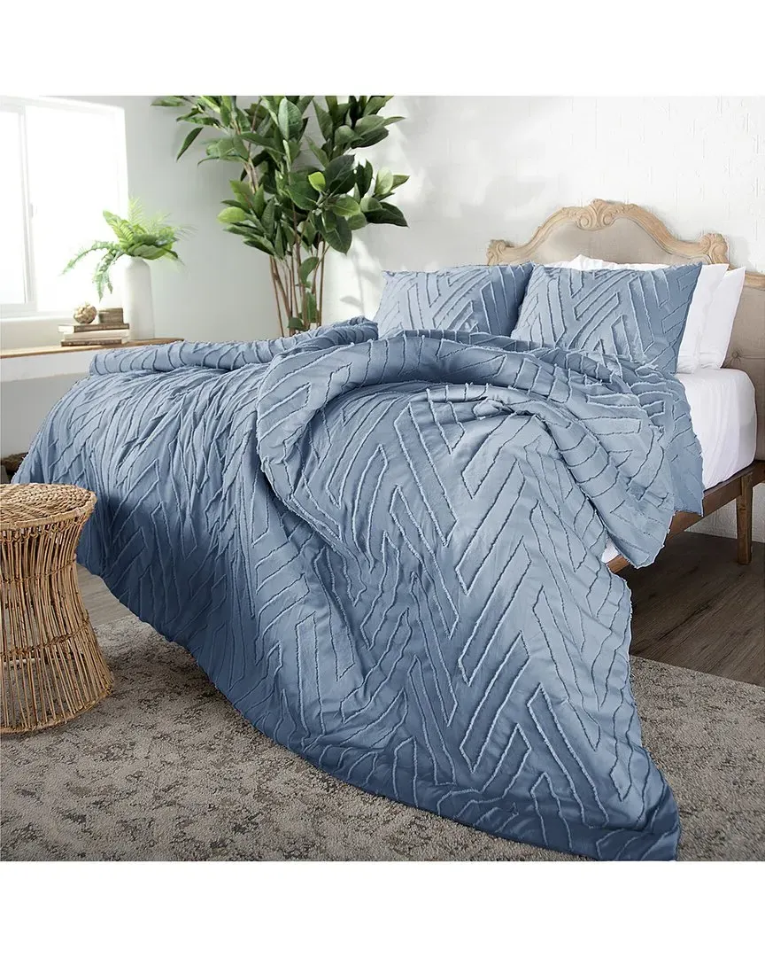 Chevron Clipped Jacquard Comforter Set - Coronet Blue, Microfiber image