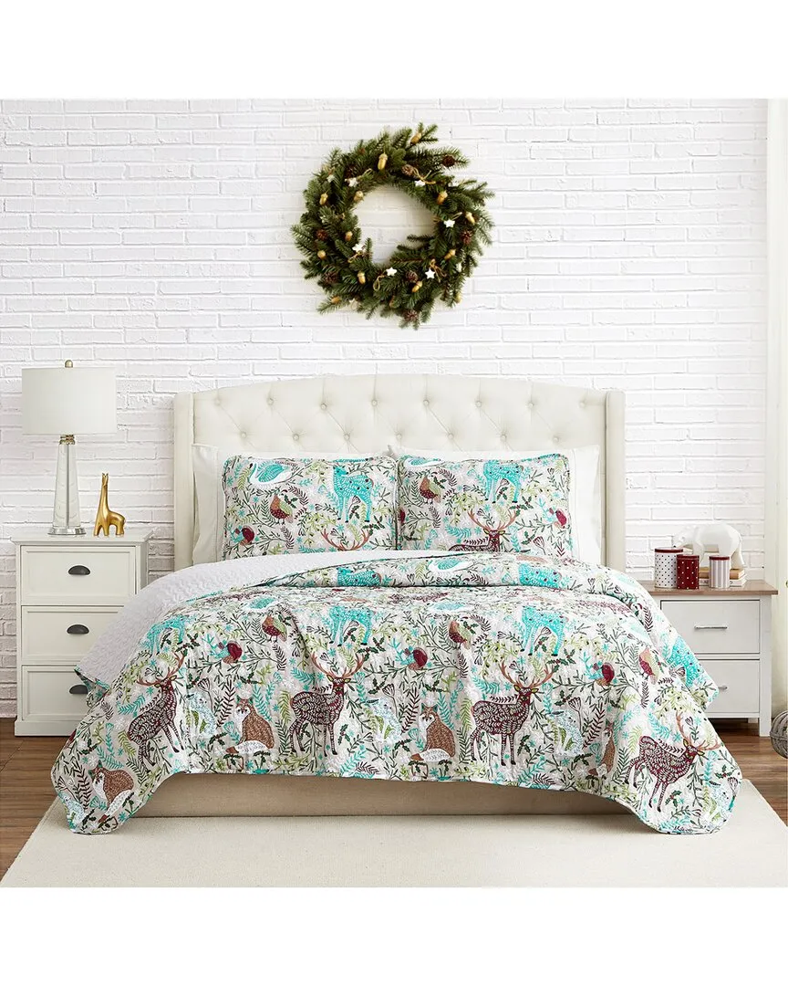 Christmas Woodland Oversized Quilt Set - Red, Microfiber image