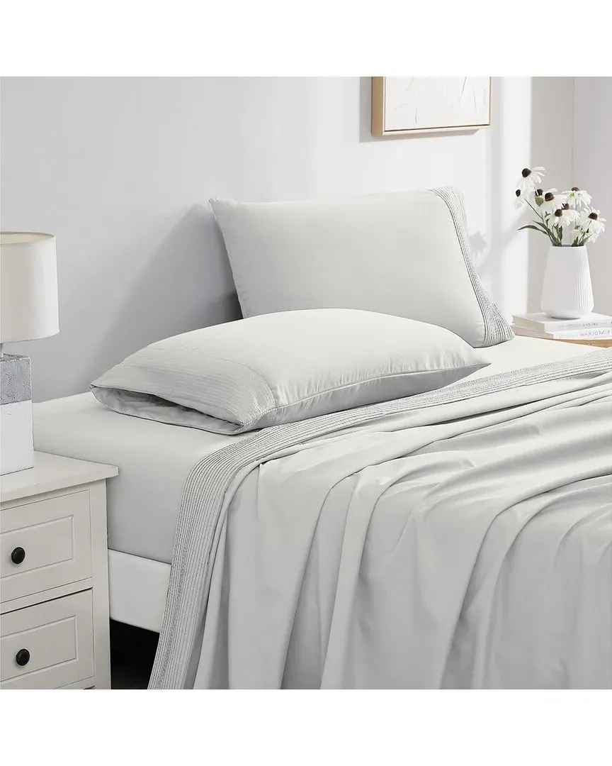 Extra Deep Pocket Bed Sheet Set with Pleated Hem - Grey