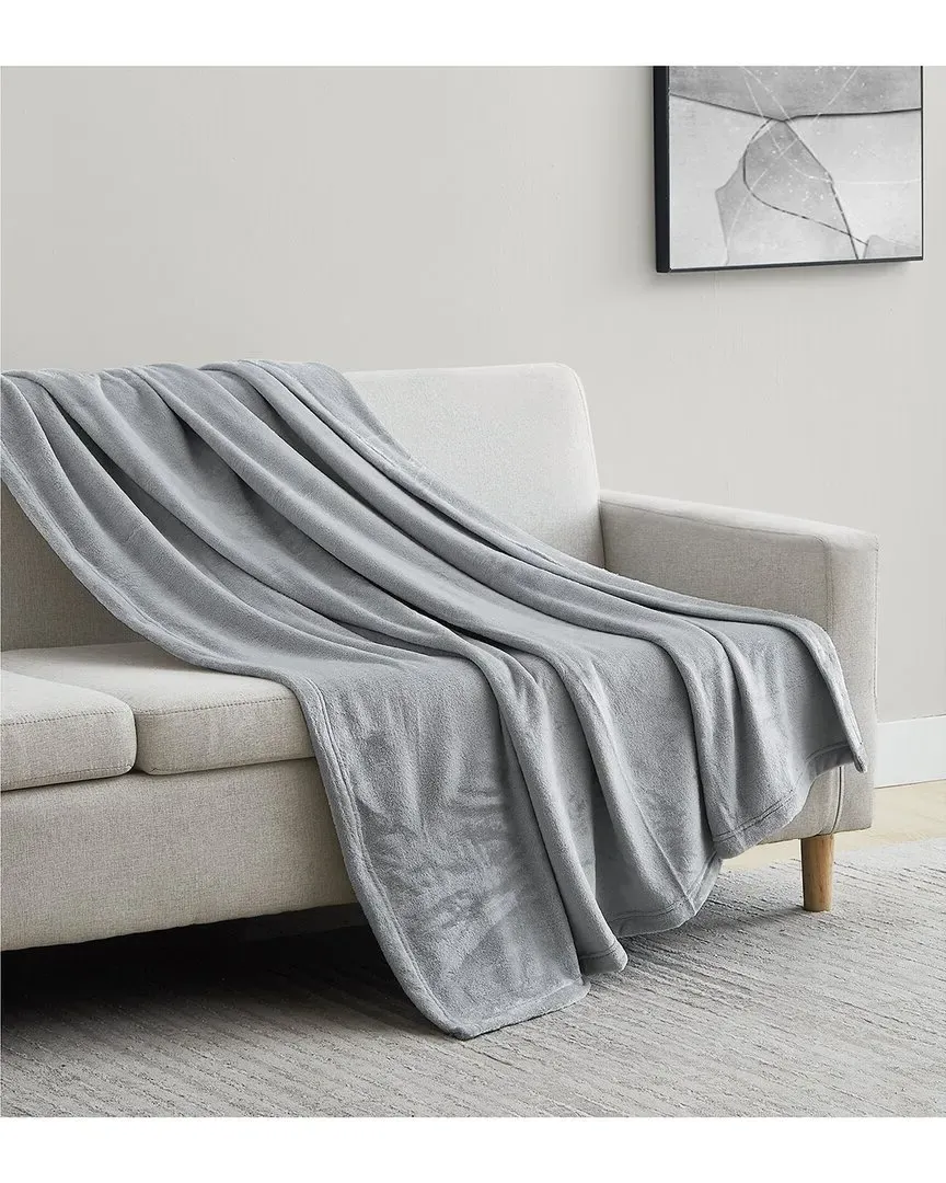 Fleece Throw Blanket - Grey, Polyester