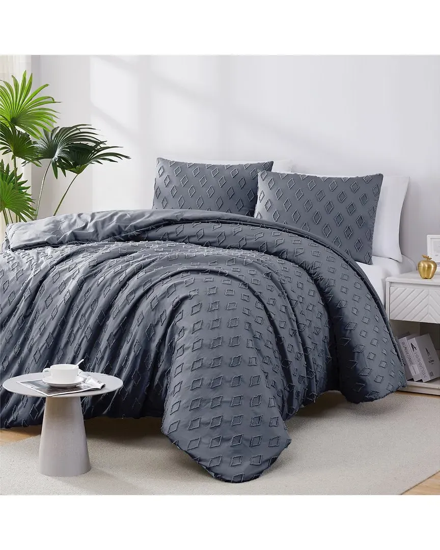 Gemma Textured Duvet Cover Set - Slate, Microfiber image