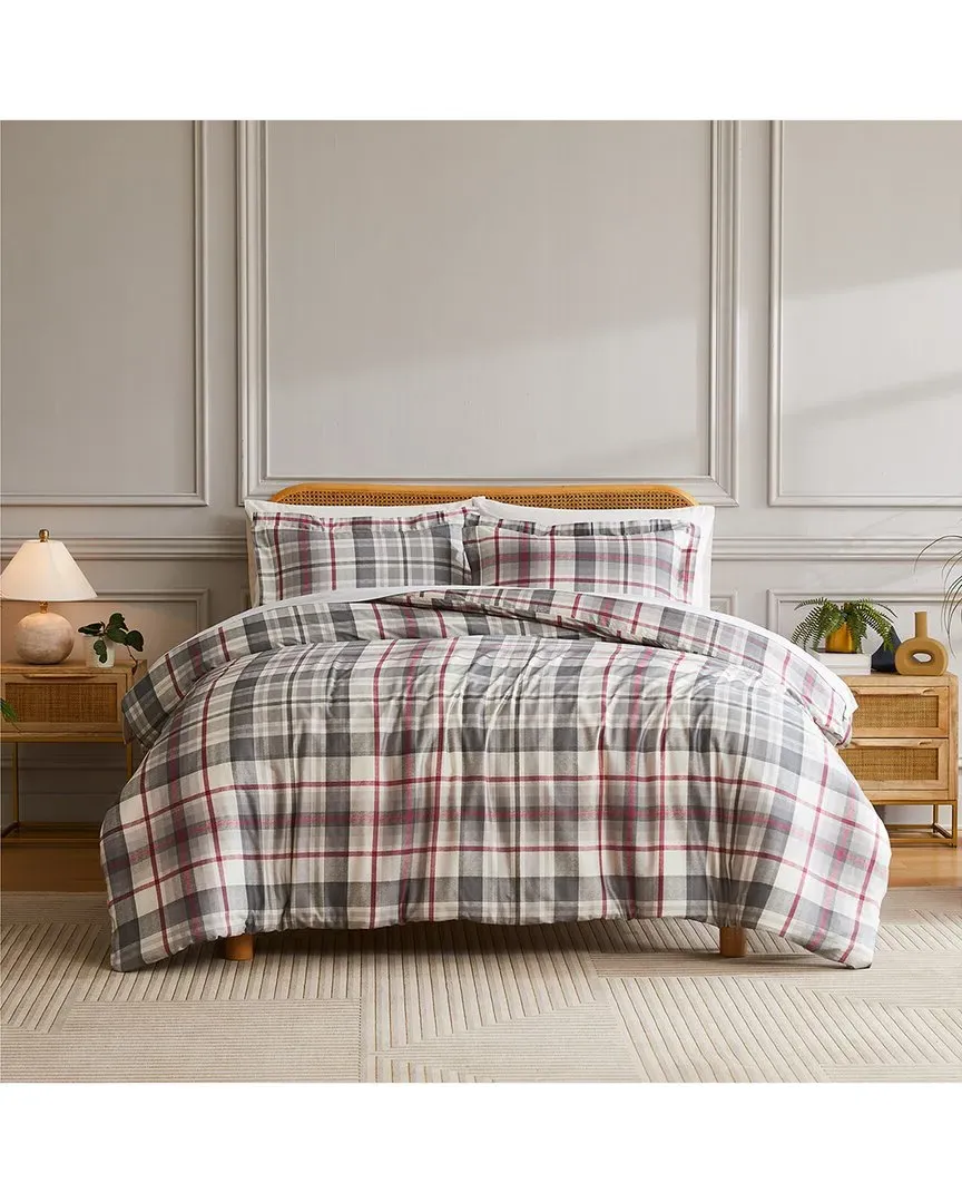 Highland 300 Thread Count Duvet Cover Set - Grey, Cotton image