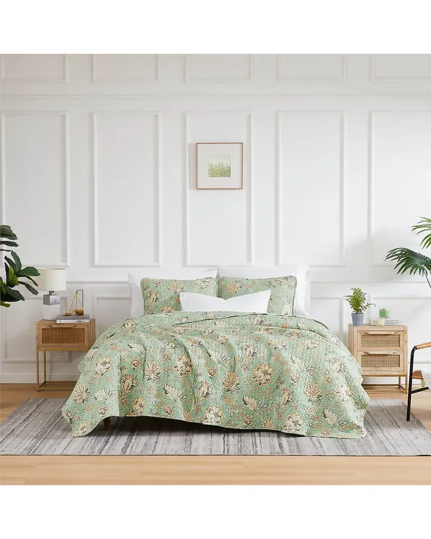 Jacobean Willow Oversized Quilt Set - Green, Polyester image
