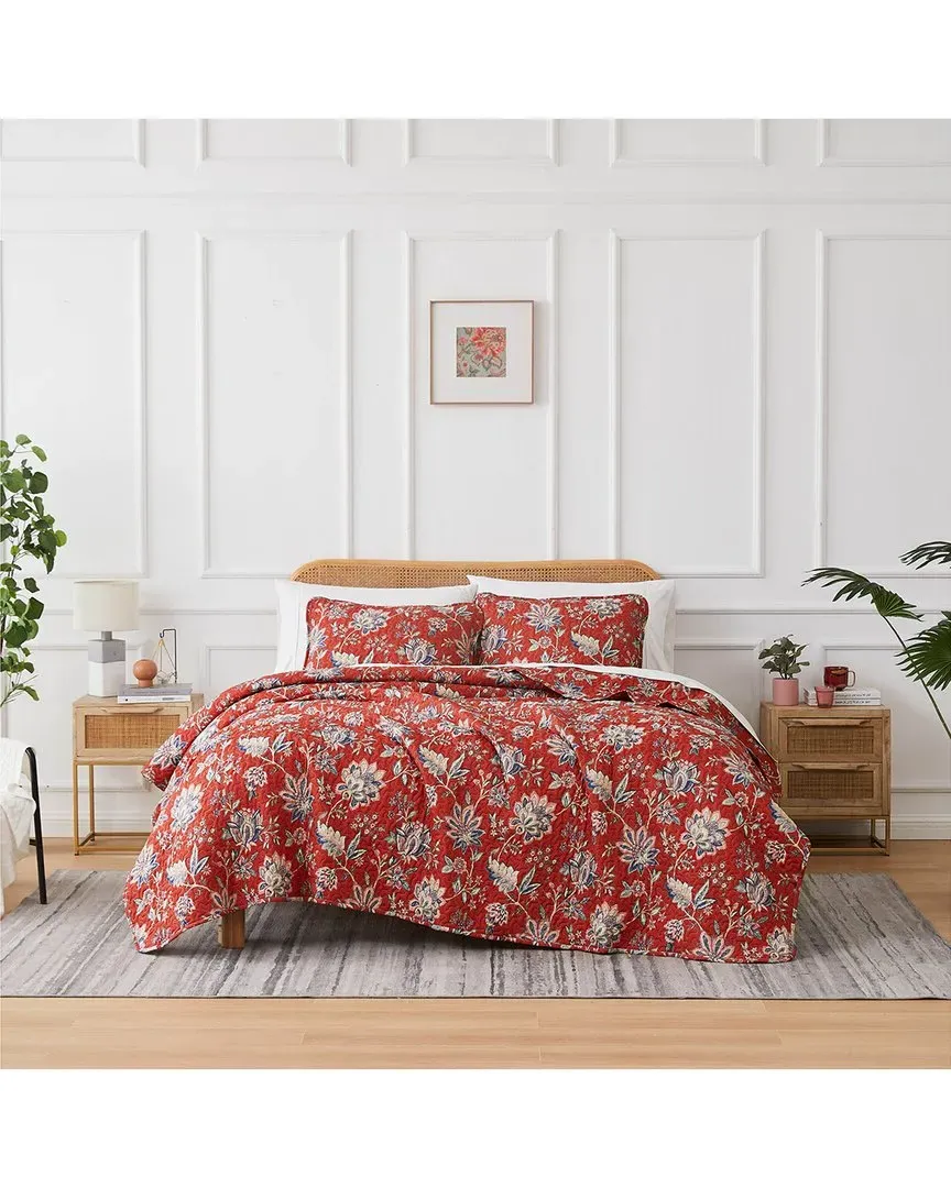 Jacobean Willow Oversized Quilt Set - Red, Polyester