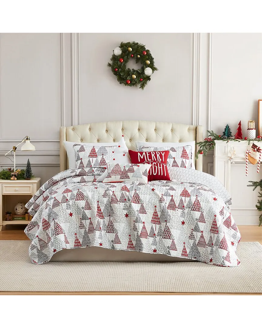 Merry & Bright Oversized Quilt Set with Pillows - White