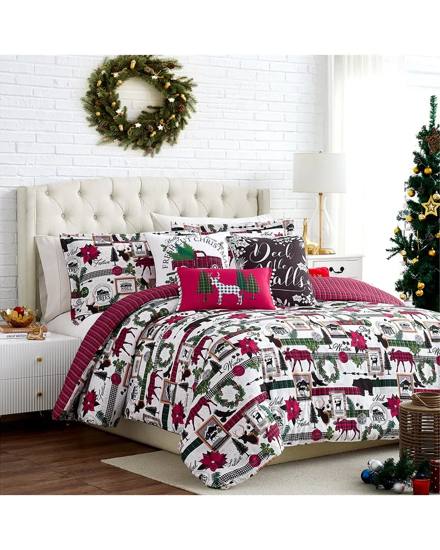 Merry Town Christmas Oversized Reversible Comforter Set - Red