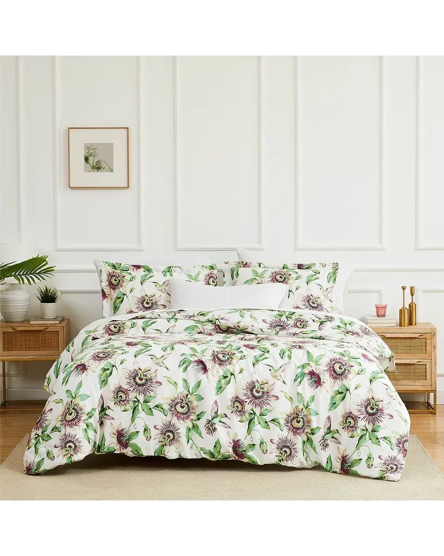 Passiflora Sateen Duvet Cover Set - White, Cotton