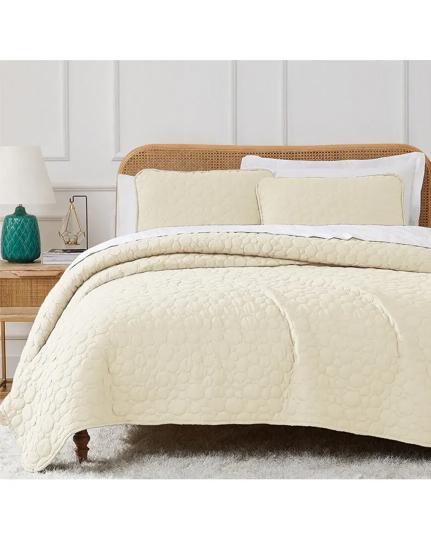 Pebbles Quilt and Sham Set - Cream, Microfiber