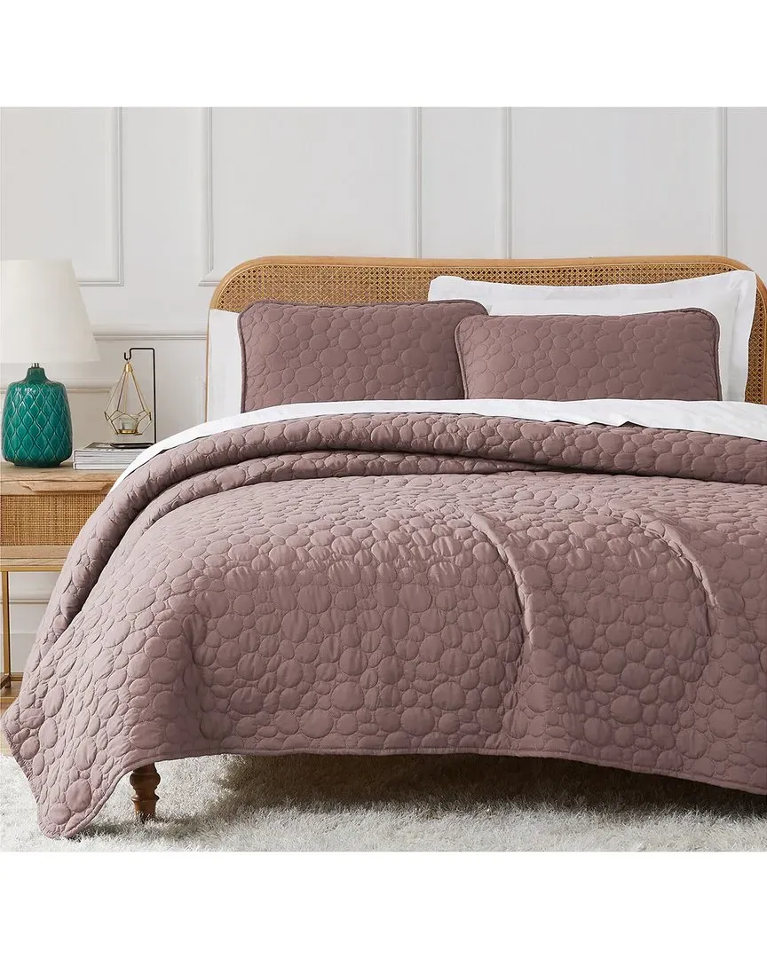 Pebbles Quilt and Sham Set - Mauve, Microfiber image