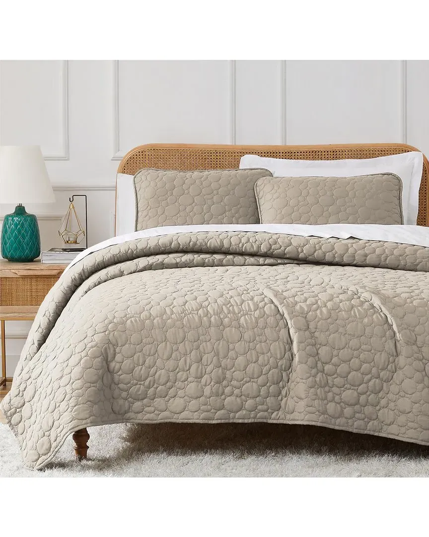 Pebbles Quilt and Sham Set - Taupe, Microfiber