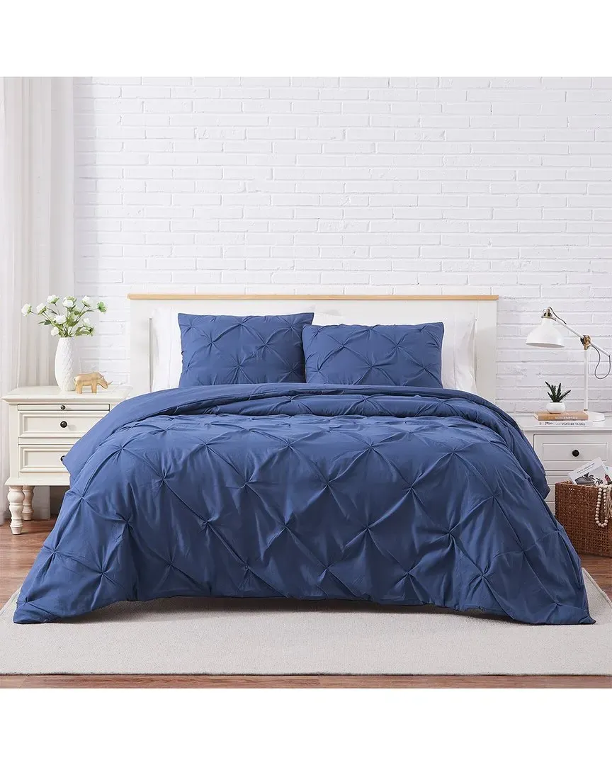 Pintuck Duvet Cover Set - Blue, Microfiber image