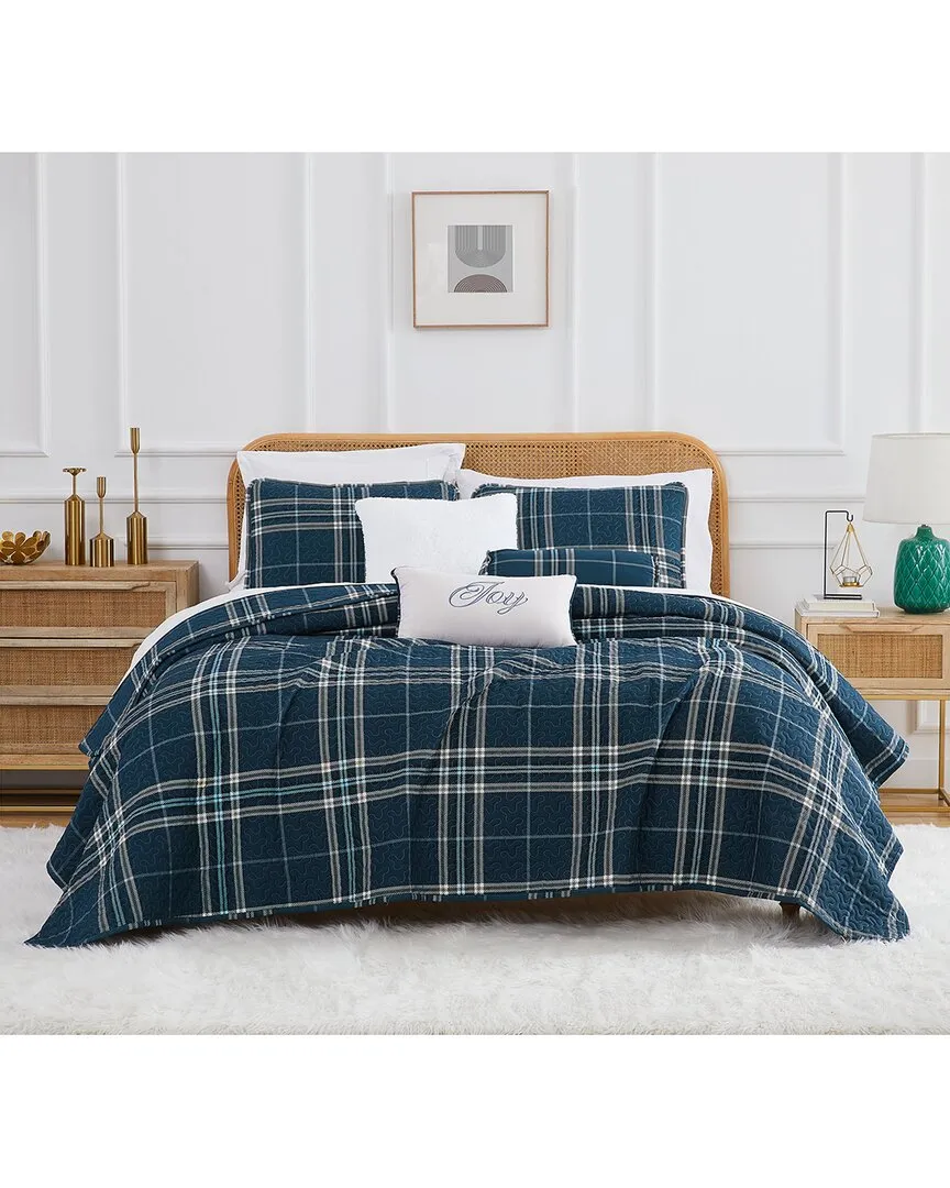 Vilano Plaid Quilt Bedding Set - Blue, Microfiber