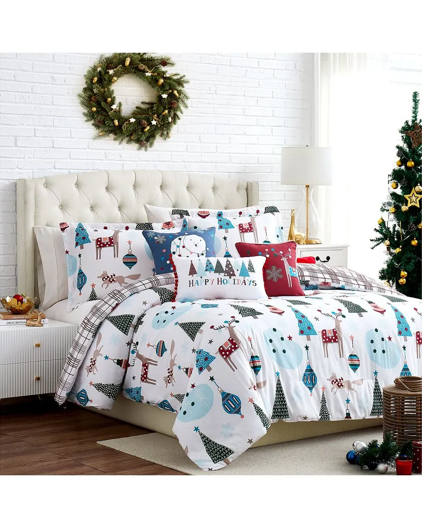 Winter Wonderland Reversible Comforter Set - Red, Microfiber