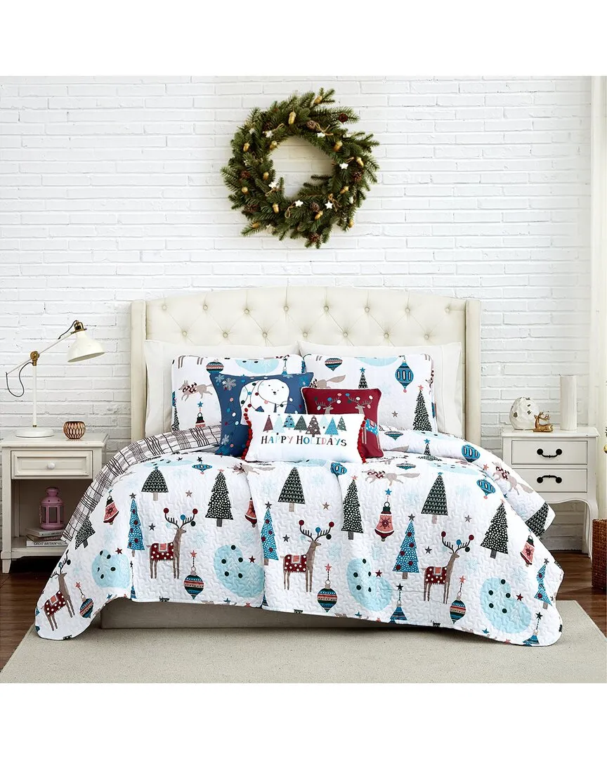 Winter Wonderland Reversible Quilt Set - Red, Microfiber