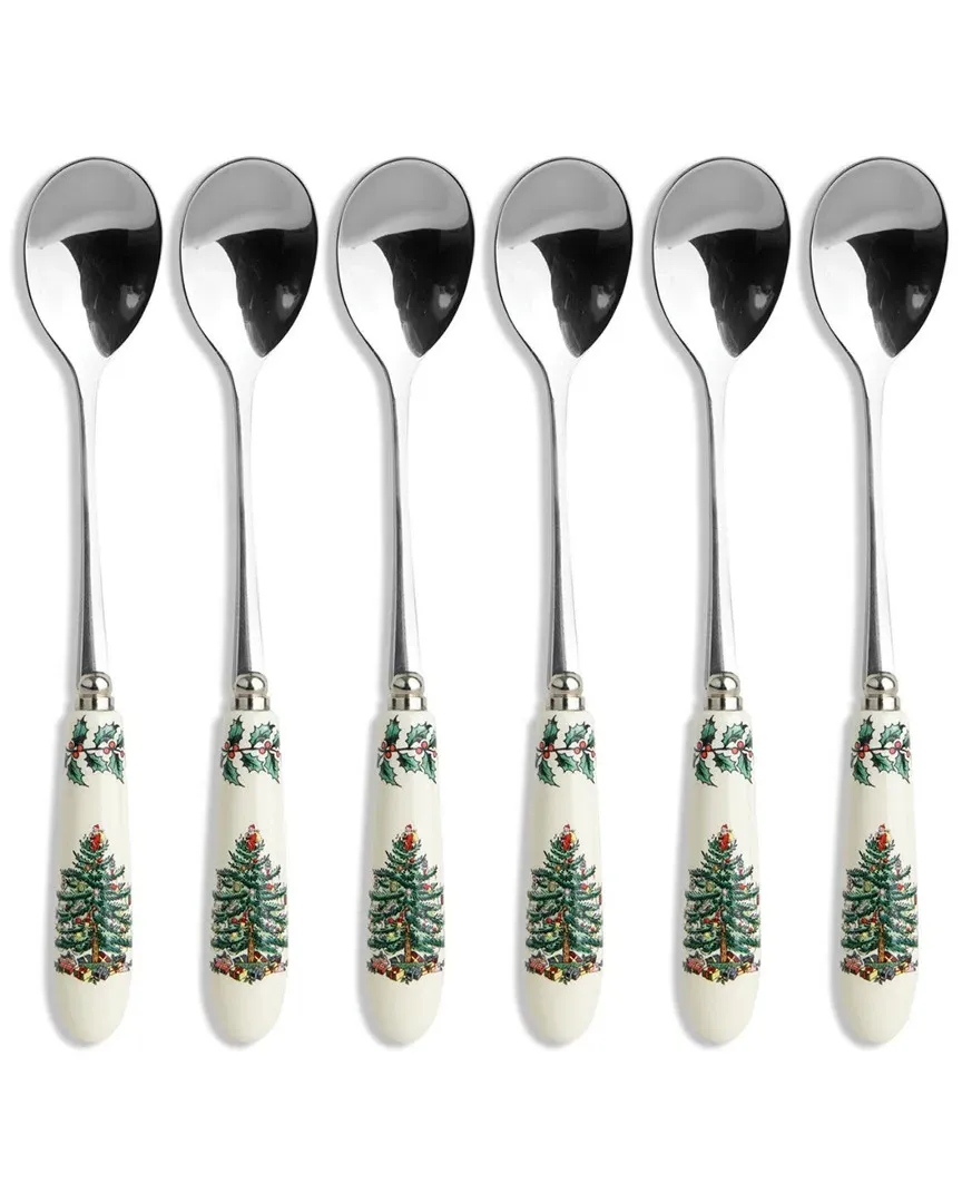 Christmas Tree Set of 6 Teaspoons - Porcelain, Steel