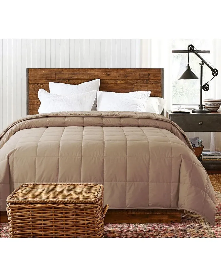 Cozy Down Alternative Reversible Blanket - Tan, Microfiber