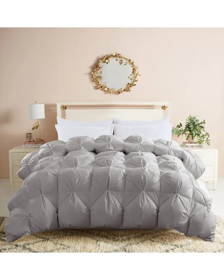Pintuck Stitch White Duck Down Comforter - Gray image