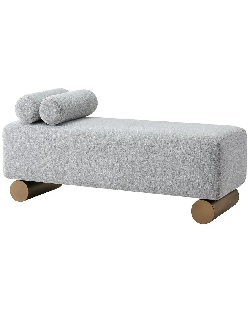 Milly Bench with Tube Pillows - Light Gray, Linen image