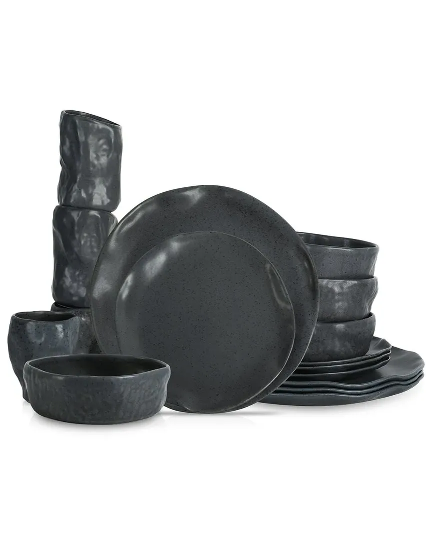 Atik 16pc Dinnerware Set - Charcoal, Stoneware