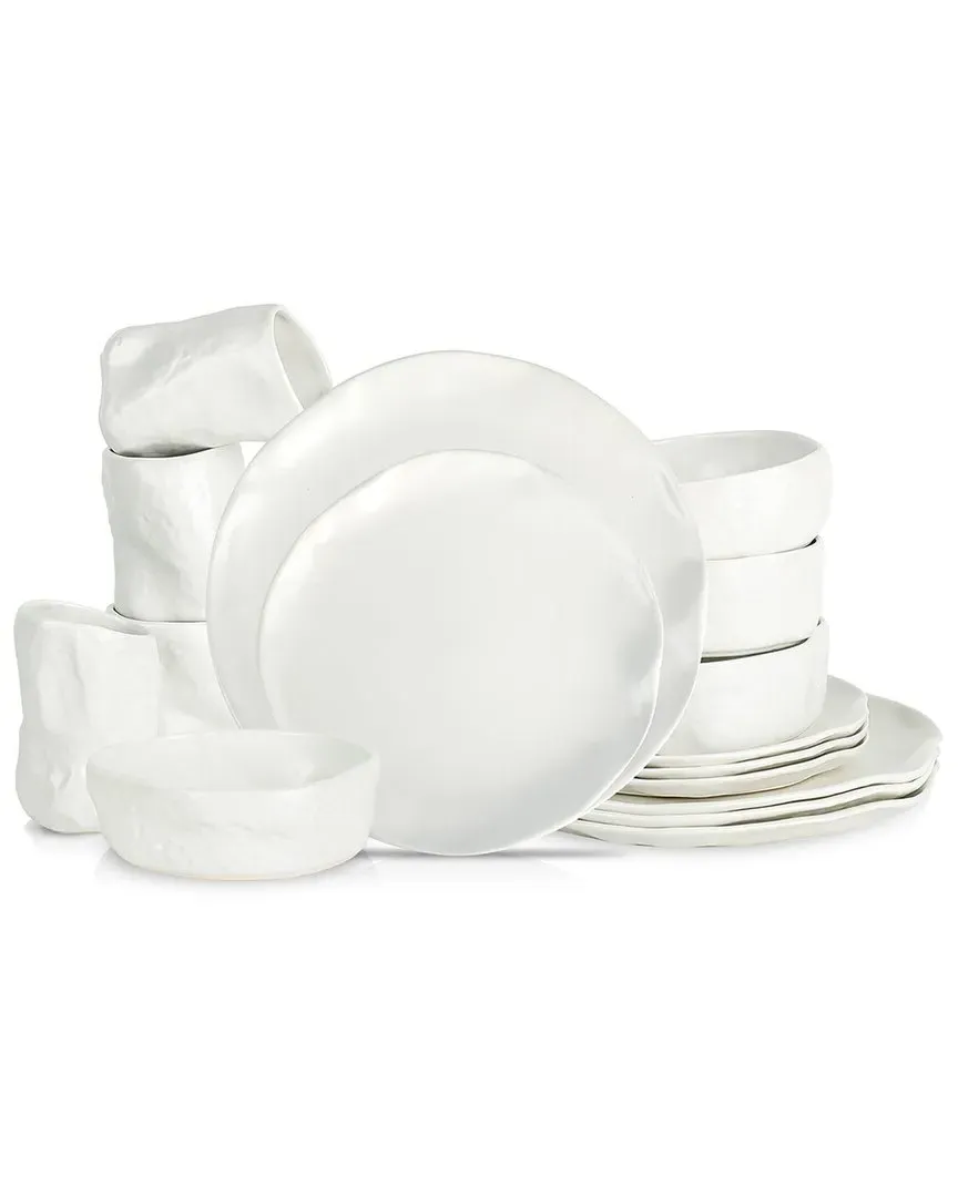 Atik 16pc Dinnerware Set - White, Stoneware