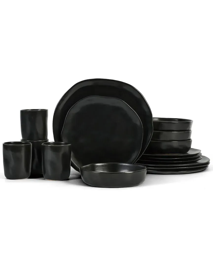 Hekonda 16pc Stoneware Dinnerware Set - Black image
