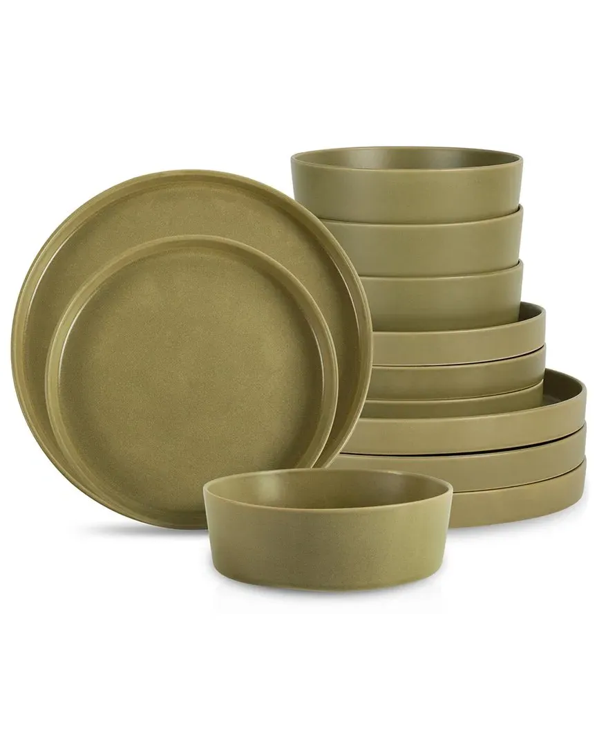 Modan 12pc Dinnerware Set - Green, Stoneware