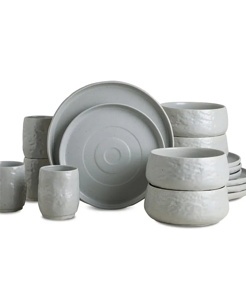 Shosai 16pc Stoneware Dinnerware Set - Grey