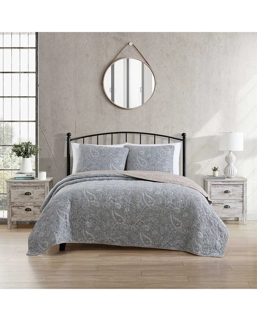 Arell Reversible Quilt Set - Teal, Cotton