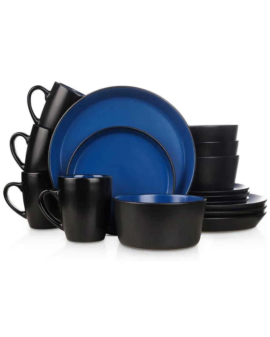 Albie 16pc Round Dinnerware Set - Blue, Stoneware image