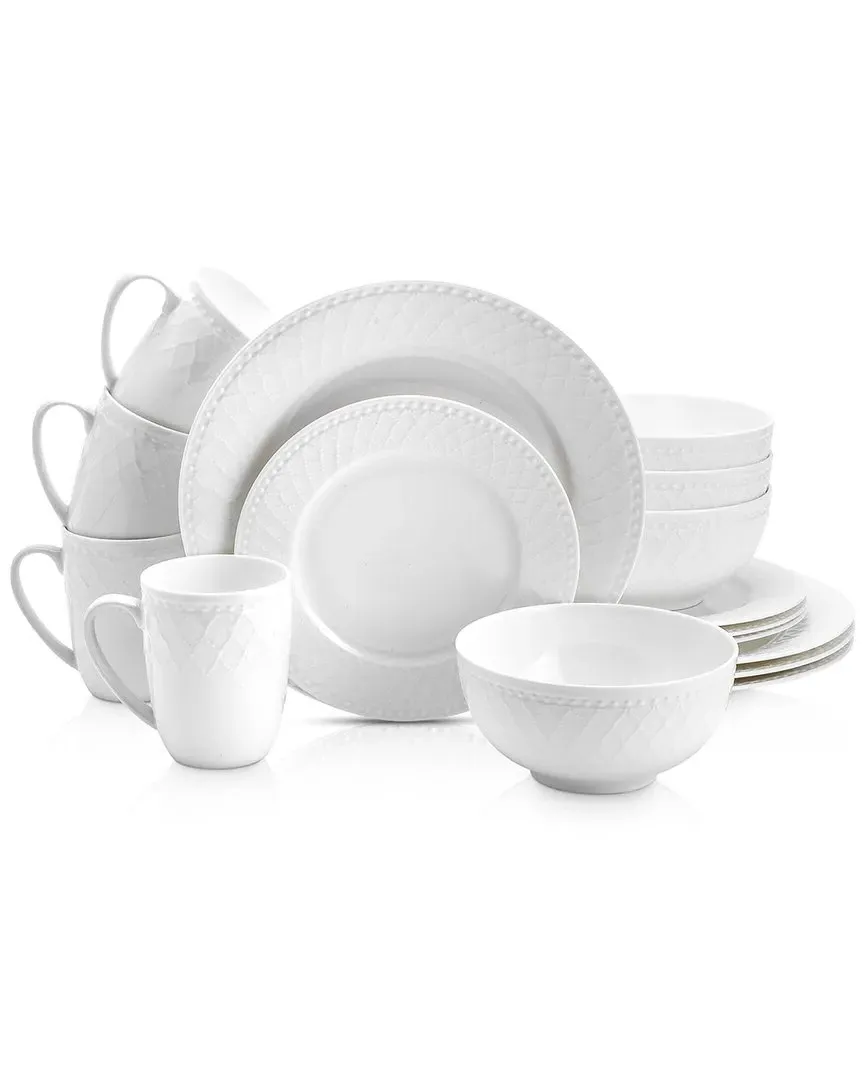 Alexandria 16pc Bone China Dinnerware Set - White