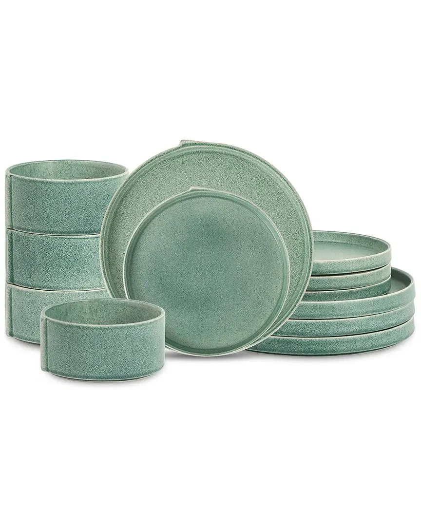 Bao 12pc Dinnerware Set - Green, Stoneware
