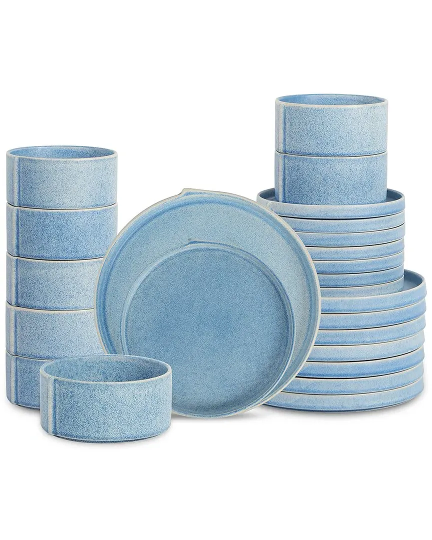 Bao 24-Piece Dinnerware Set - Blue, Stoneware