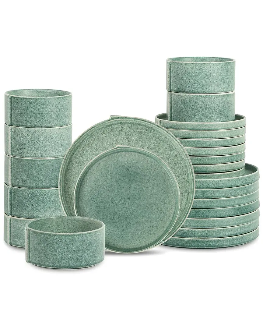 Bao 24-Piece Dinnerware Set - Green, Stoneware