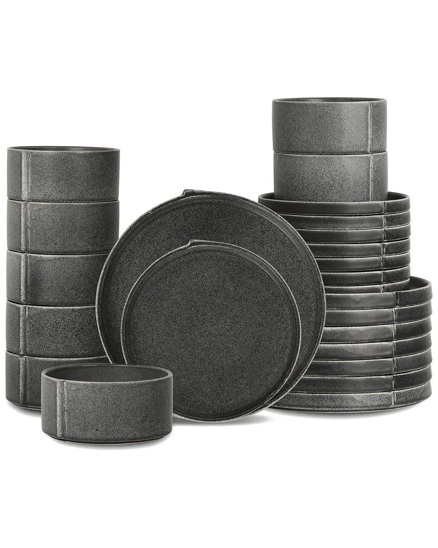 Bao 24-Piece Dinnerware Set - Grey, Stoneware