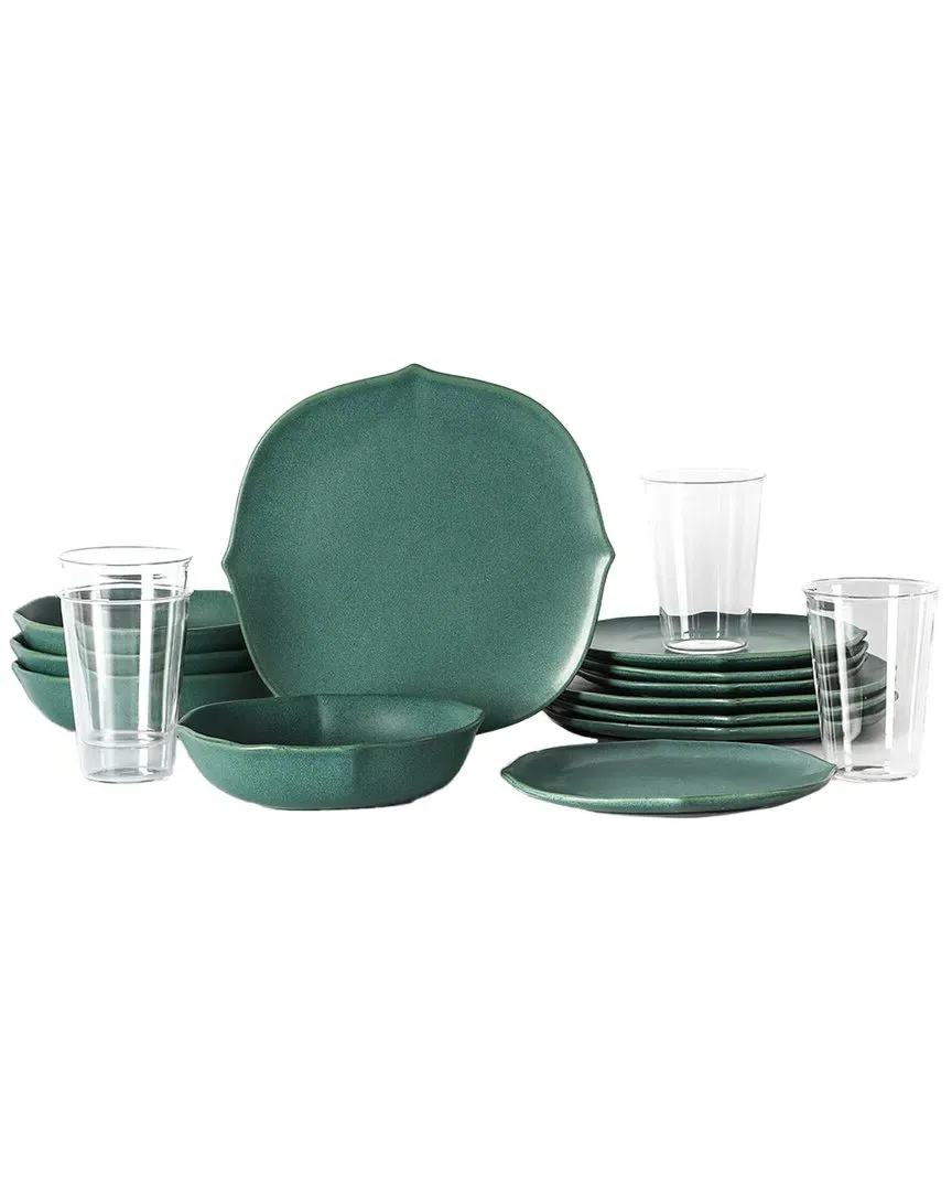 Baskerville 16pc Dinnerware Set - Green, Stoneware