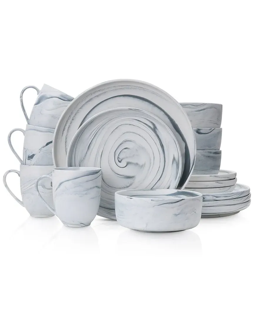 Brighton 16-Piece Dinnerware Set - Grey, Porcelain