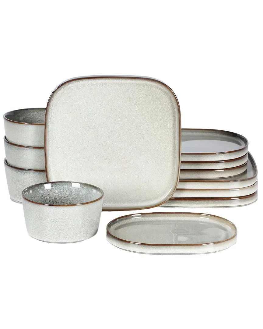 Cairo 12pc Dinnerware Set - Grey, Stoneware