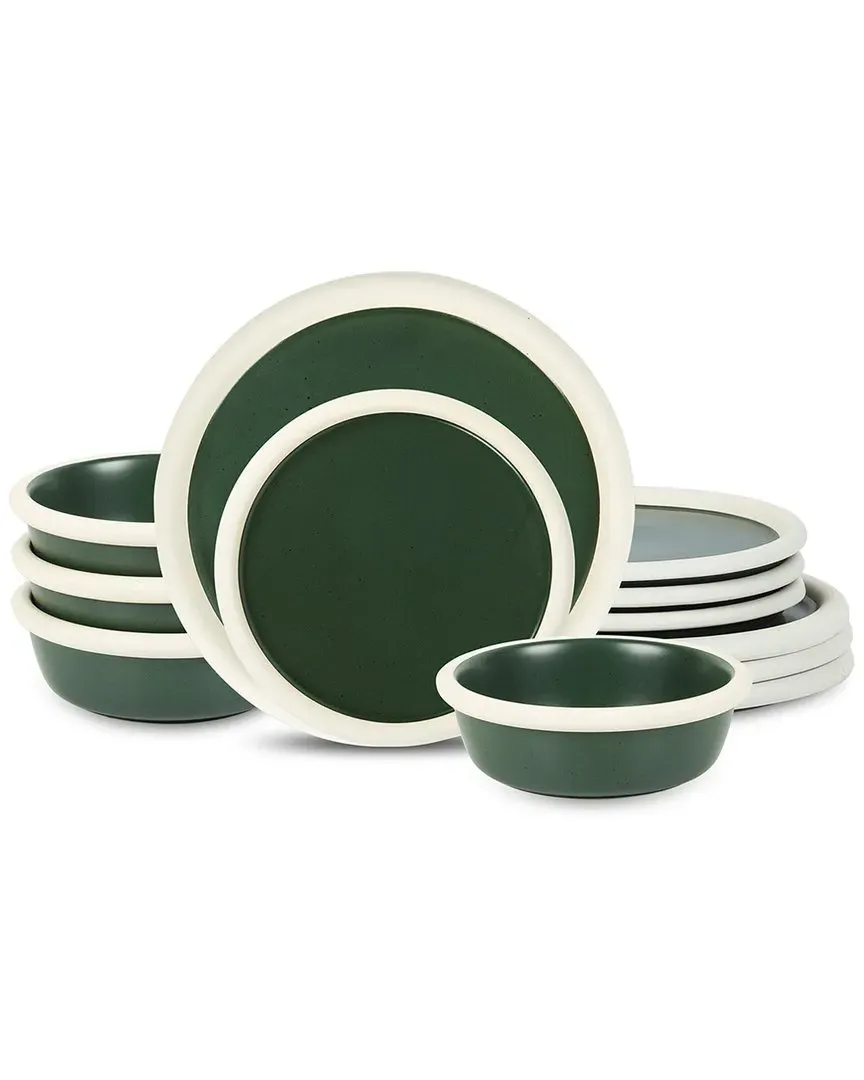 Capri 12pc Dinnerware Set - Green, Stoneware image