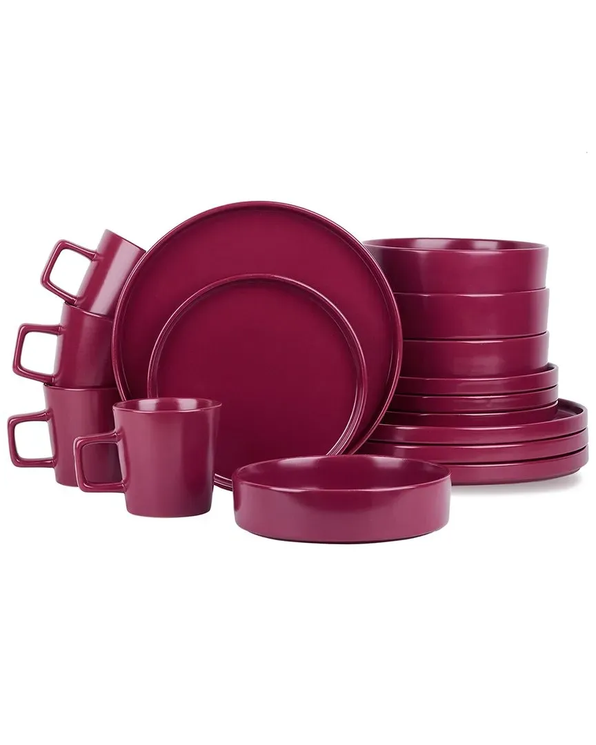 Cleo 16pc Dinnerware Set - Magenta, Stoneware