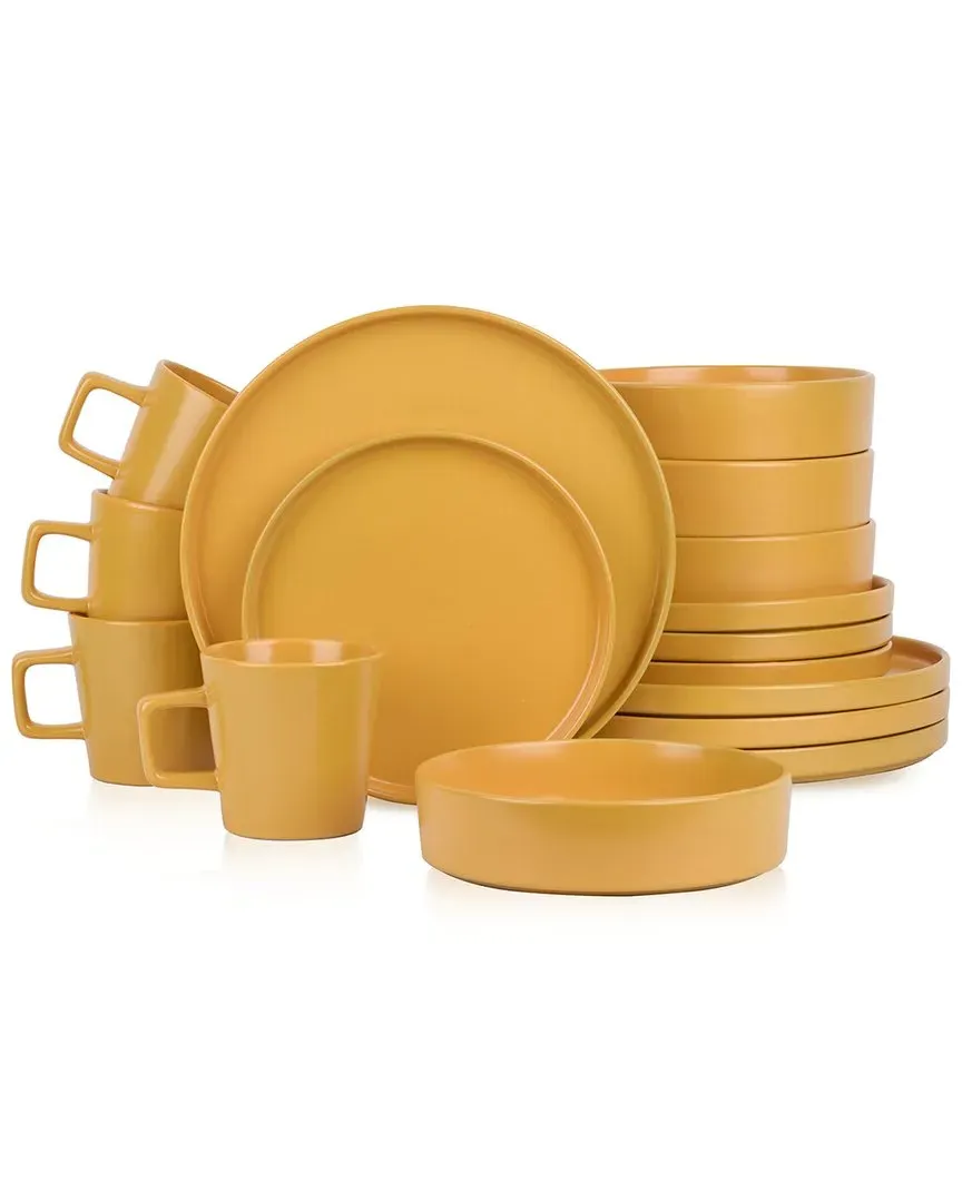 Cleo 16pc Dinnerware Set - Yellow, Stoneware