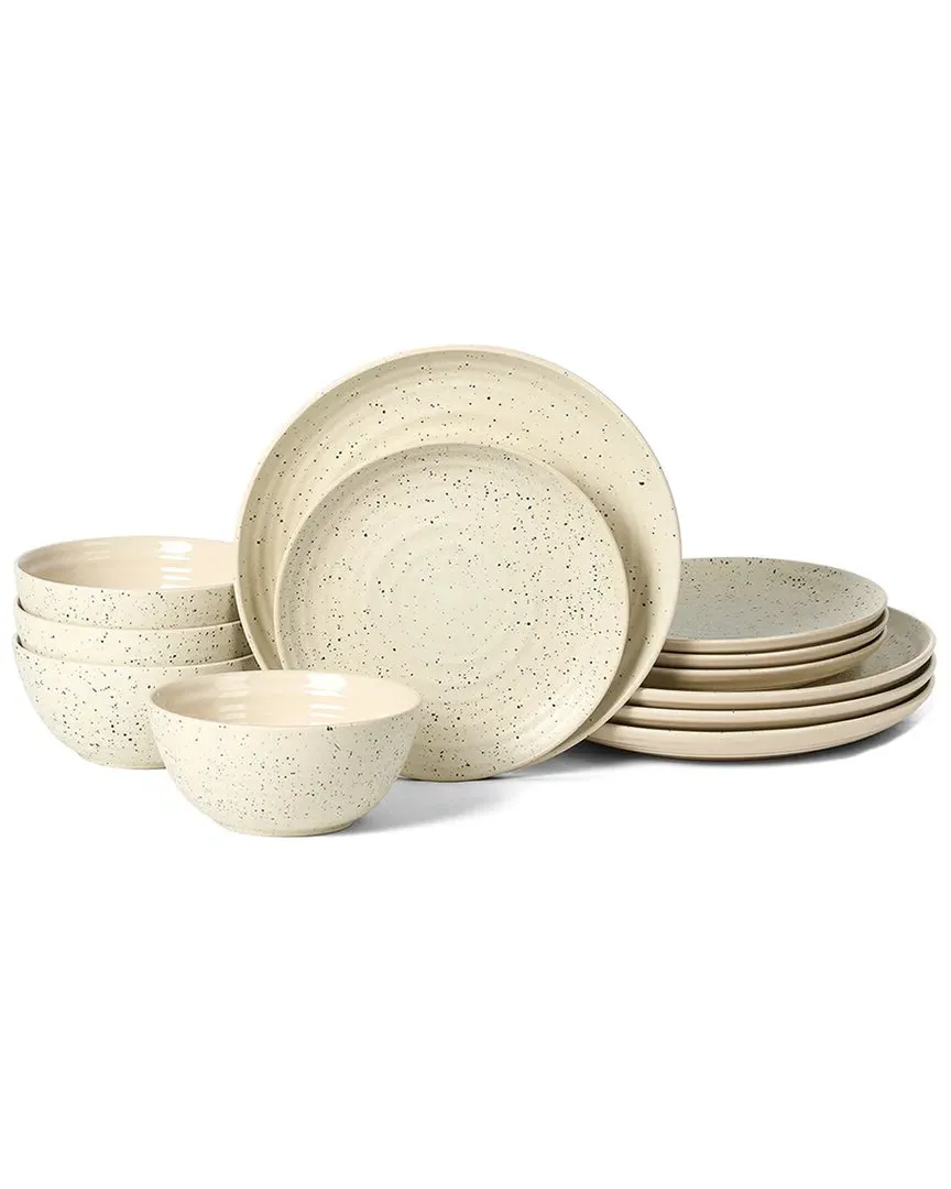 Dua 12pc Round Dinnerware Set - White, Stoneware