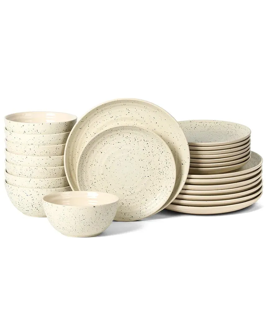 Dua 24pc Round Dinnerware Set - White, Stoneware