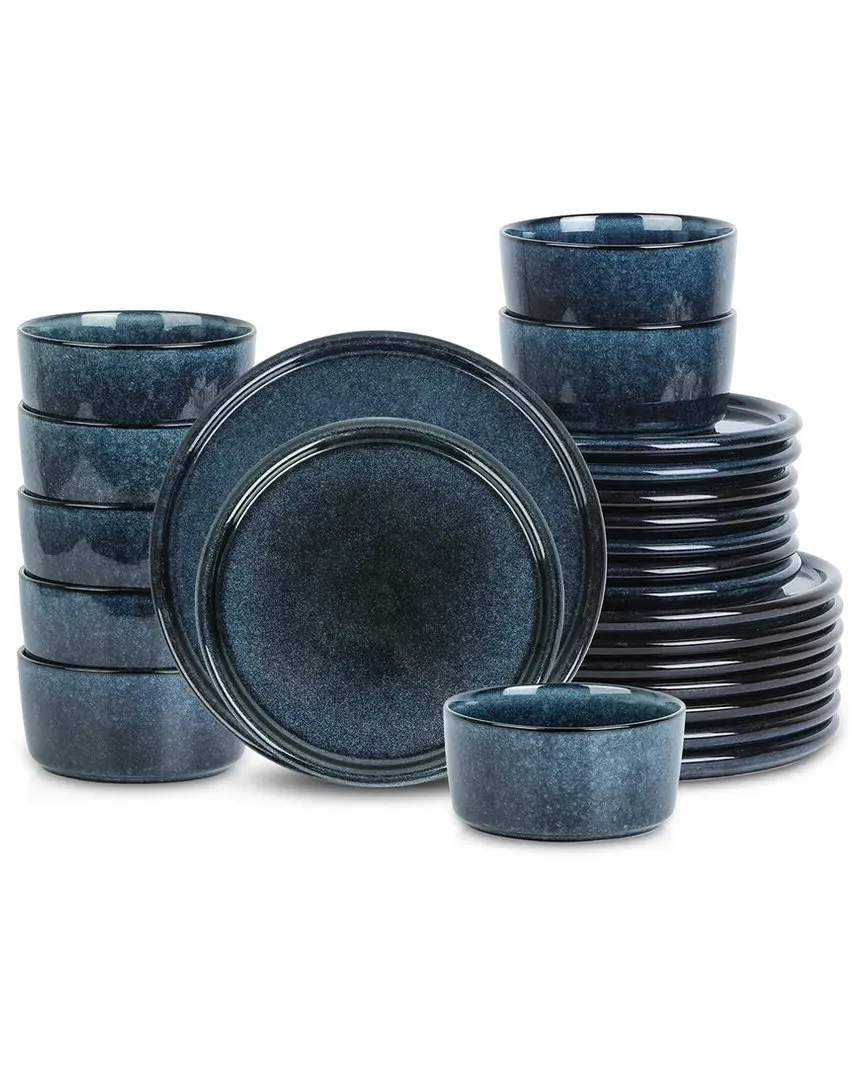 Eden 24pc Dinnerware Set - Blue, Stoneware