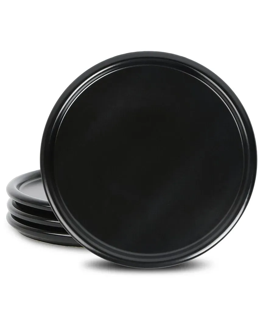 Eden 4pc Stoneware Salad Plate Set - Black