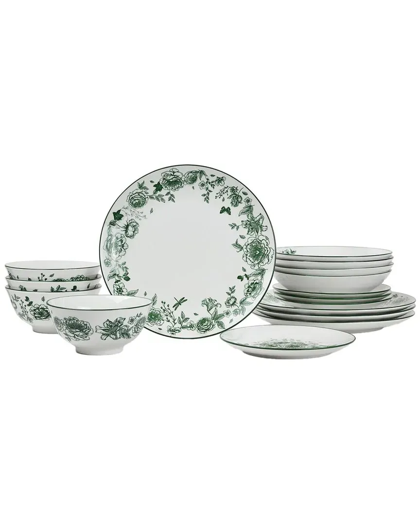 Esme 16pc Round Dinnerware Set - Green, Porcelain