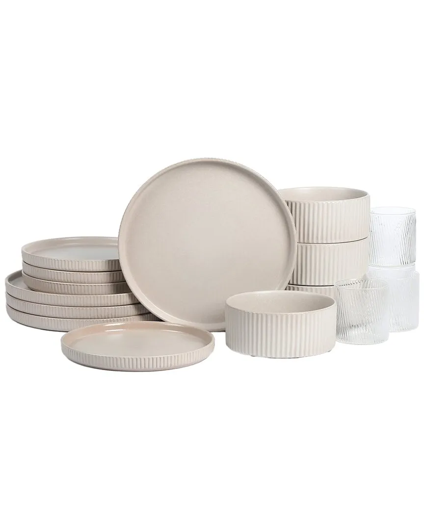 Haven 16pc Stoneware Dinnerware Set - Beige image
