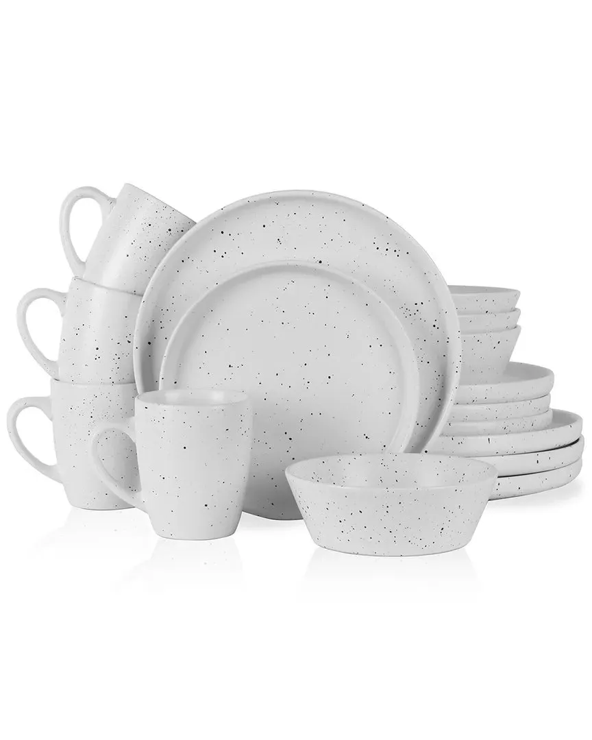Jade 16-Piece Dinnerware Set - White, Stoneware