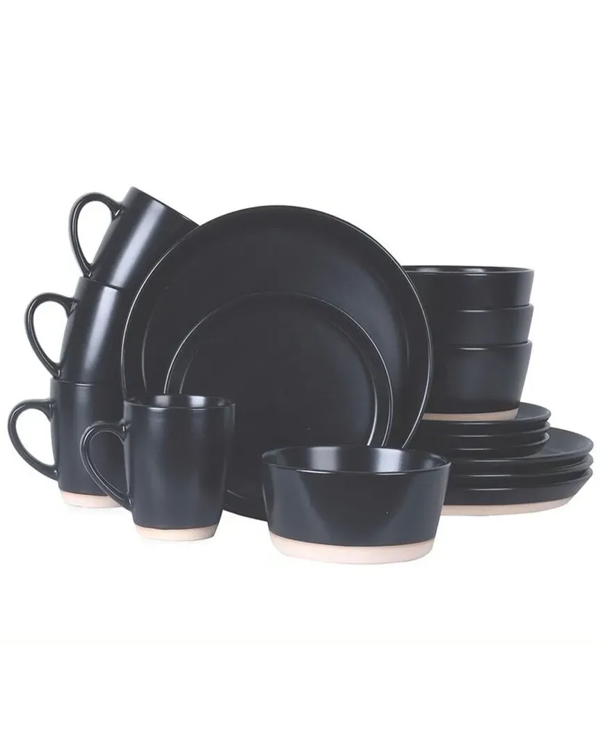 Jules 16-Piece Dinnerware Set - Black, Stoneware image