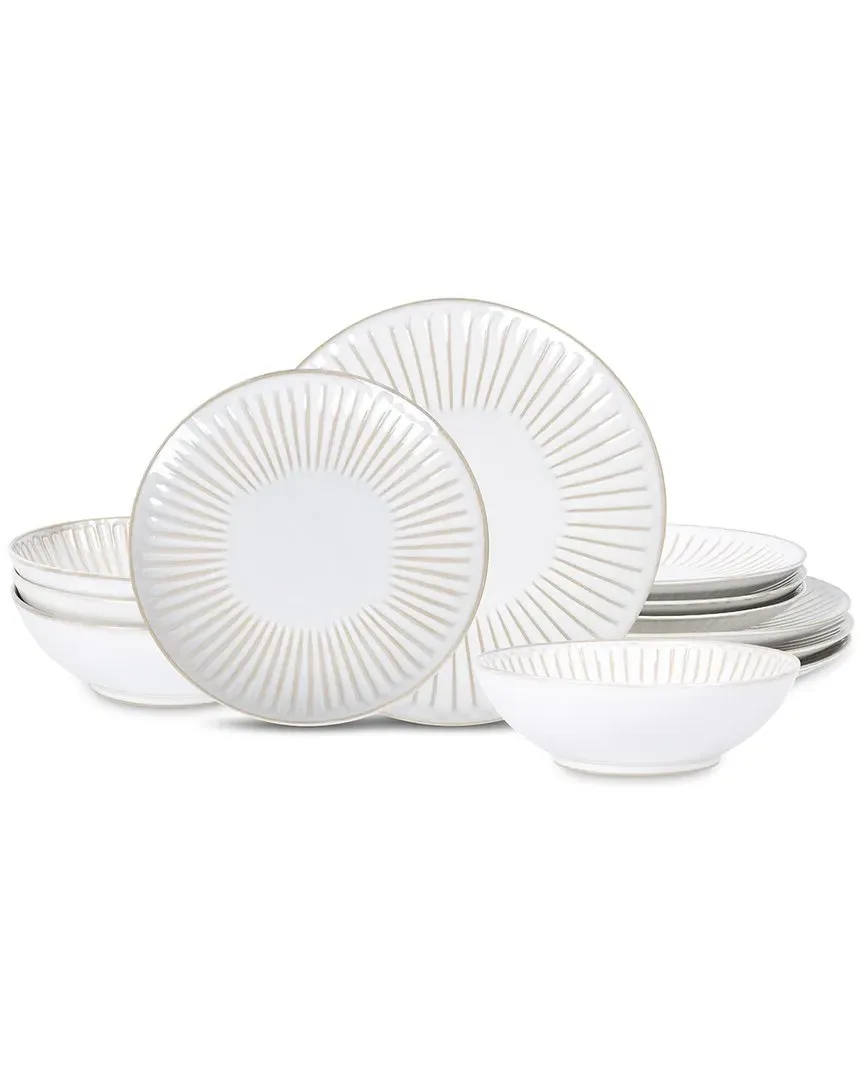 Linea 12pc Dinnerware Set - White, Stoneware image